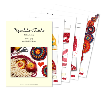 Titelbild und ein paar Seiten aus dem eBook "Mandala-Tasche"