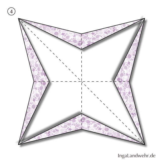 Schemazeichnung für Schritt 4 der Faltanleitung für Origami-Stern