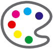 Farbpalette mit 6 Farbkreisen